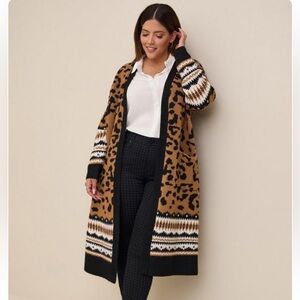Torrid Vegan Cashmere Leopard Sweater Duster Size 1 1XL